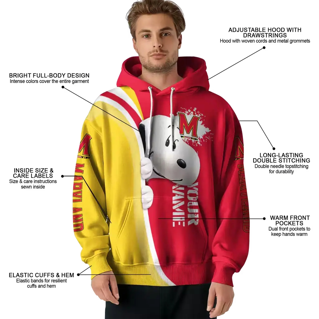 custom maryland terrapins peeking snoopy red hoodie latest model custom maryland terrapins peeking snoopy red hoodie latest model