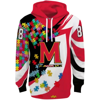 custom maryland terrapins puzzle pieces red hoodie best selling