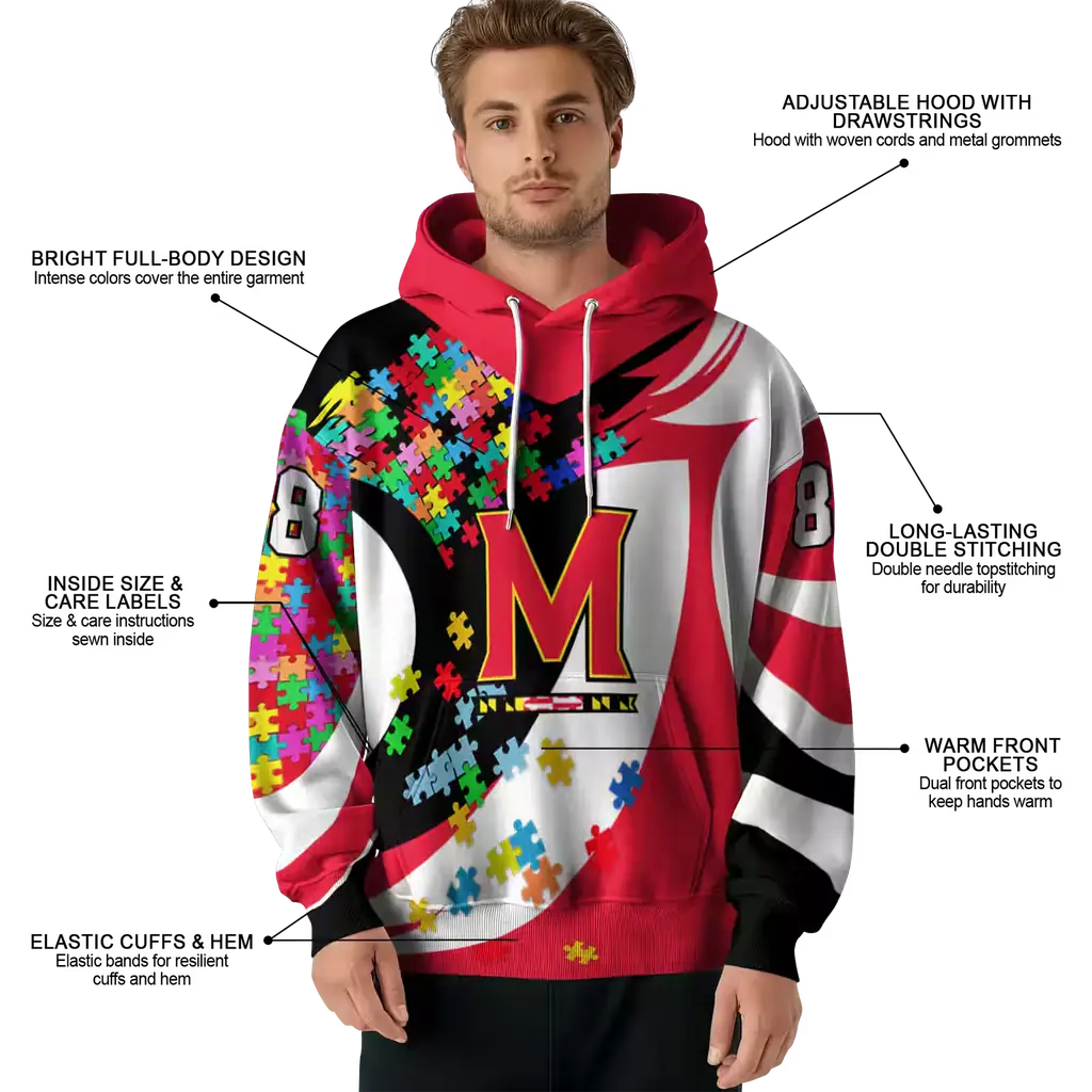 custom maryland terrapins puzzle pieces red hoodie latest model custom maryland terrapins puzzle pieces red hoodie latest model