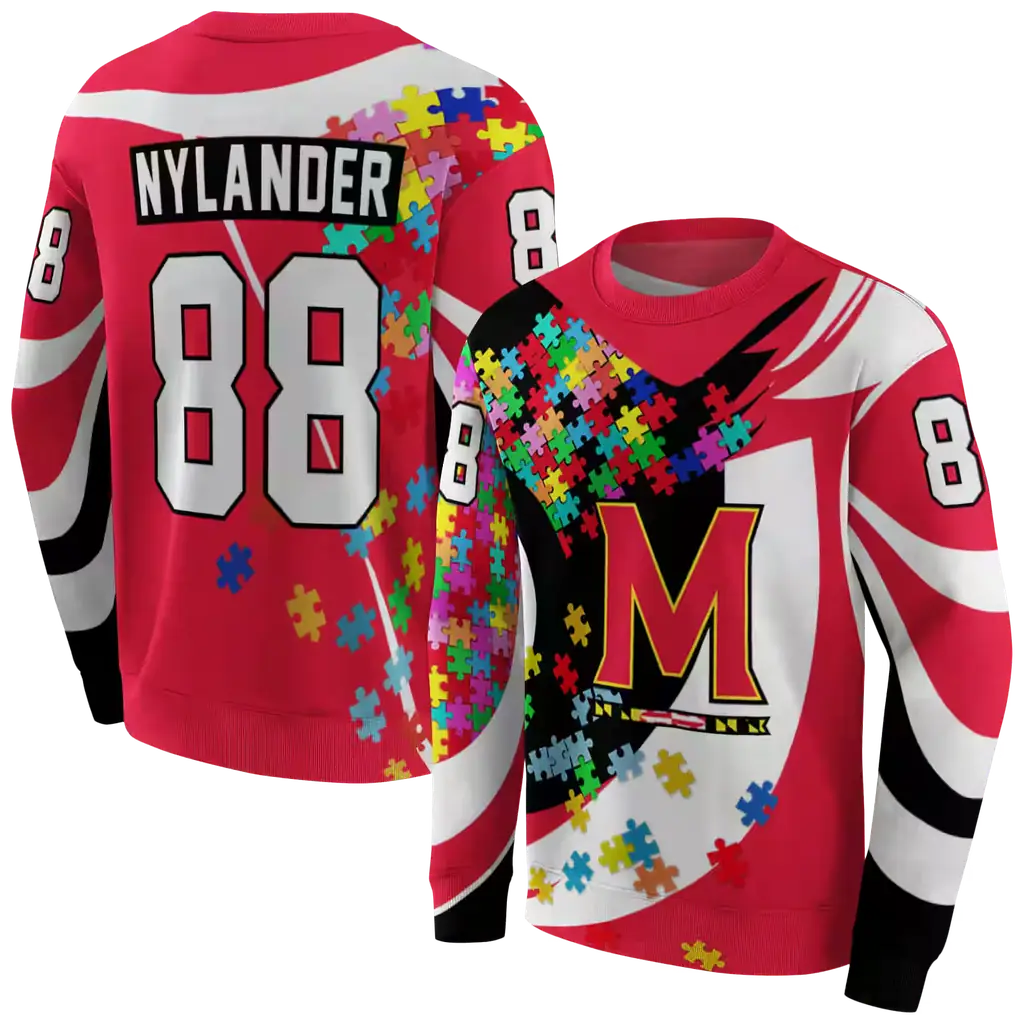 custom maryland terrapins puzzle pieces red hoodie premium grade custom maryland terrapins puzzle pieces red hoodie premium grade