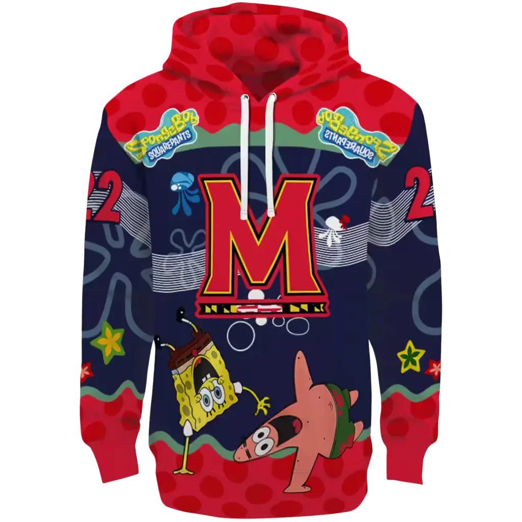 custom maryland terrapins spongebob patrick star red navy hoodie best selling custom maryland terrapins spongebob patrick star red navy hoodie best selling