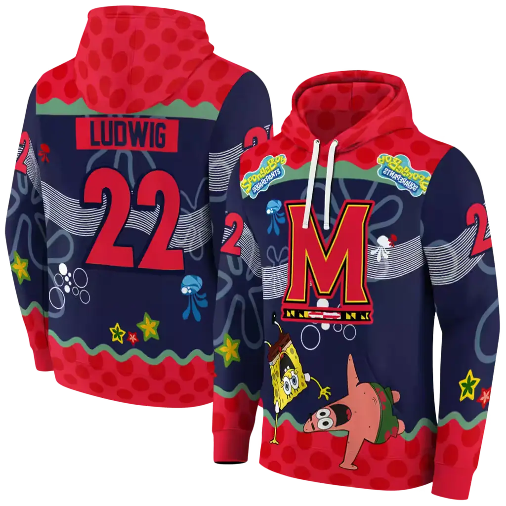 custom maryland terrapins spongebob patrick star red navy hoodie fashion forward custom maryland terrapins spongebob patrick star red navy hoodie fashion forward