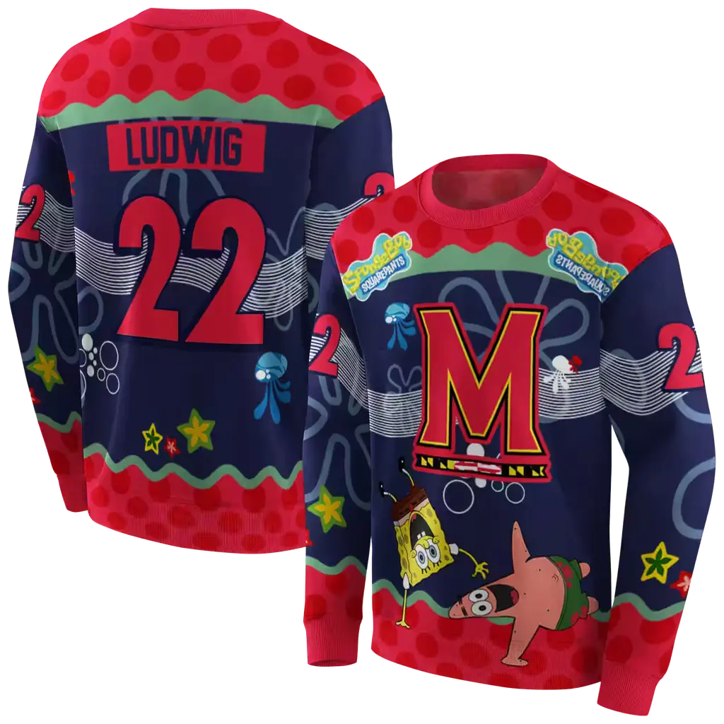 custom maryland terrapins spongebob patrick star red navy hoodie premium grade custom maryland terrapins spongebob patrick star red navy hoodie premium grade