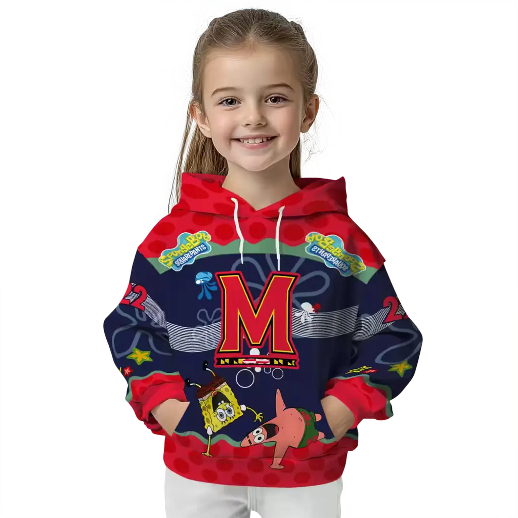 custom maryland terrapins spongebob patrick star red navy hoodie top rated custom maryland terrapins spongebob patrick star red navy hoodie top rated