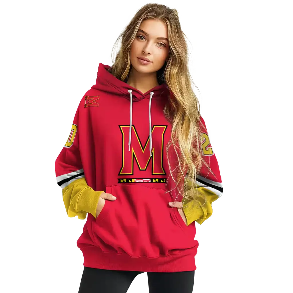 custom maryland terrapins striped sleeves red hoodie high quality custom maryland terrapins striped sleeves red hoodie high quality