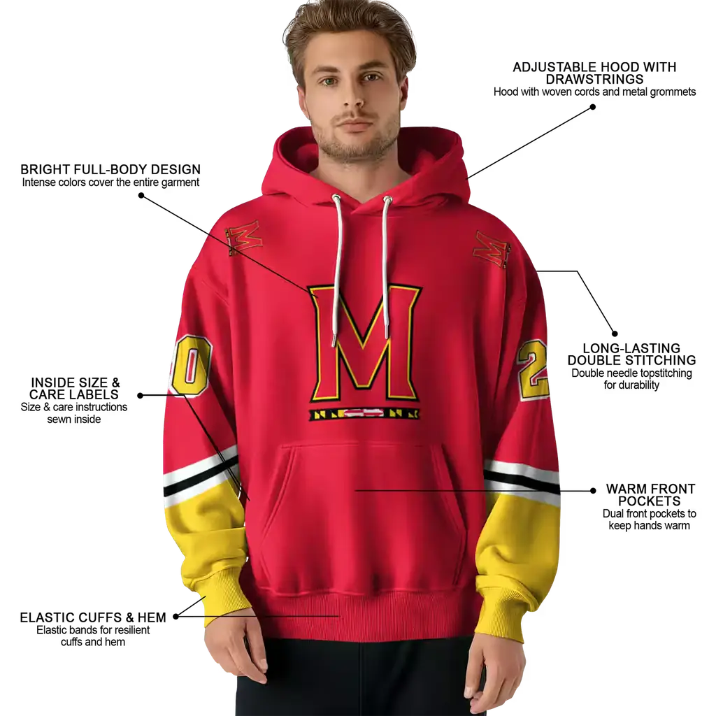 custom maryland terrapins striped sleeves red hoodie latest model custom maryland terrapins striped sleeves red hoodie latest model