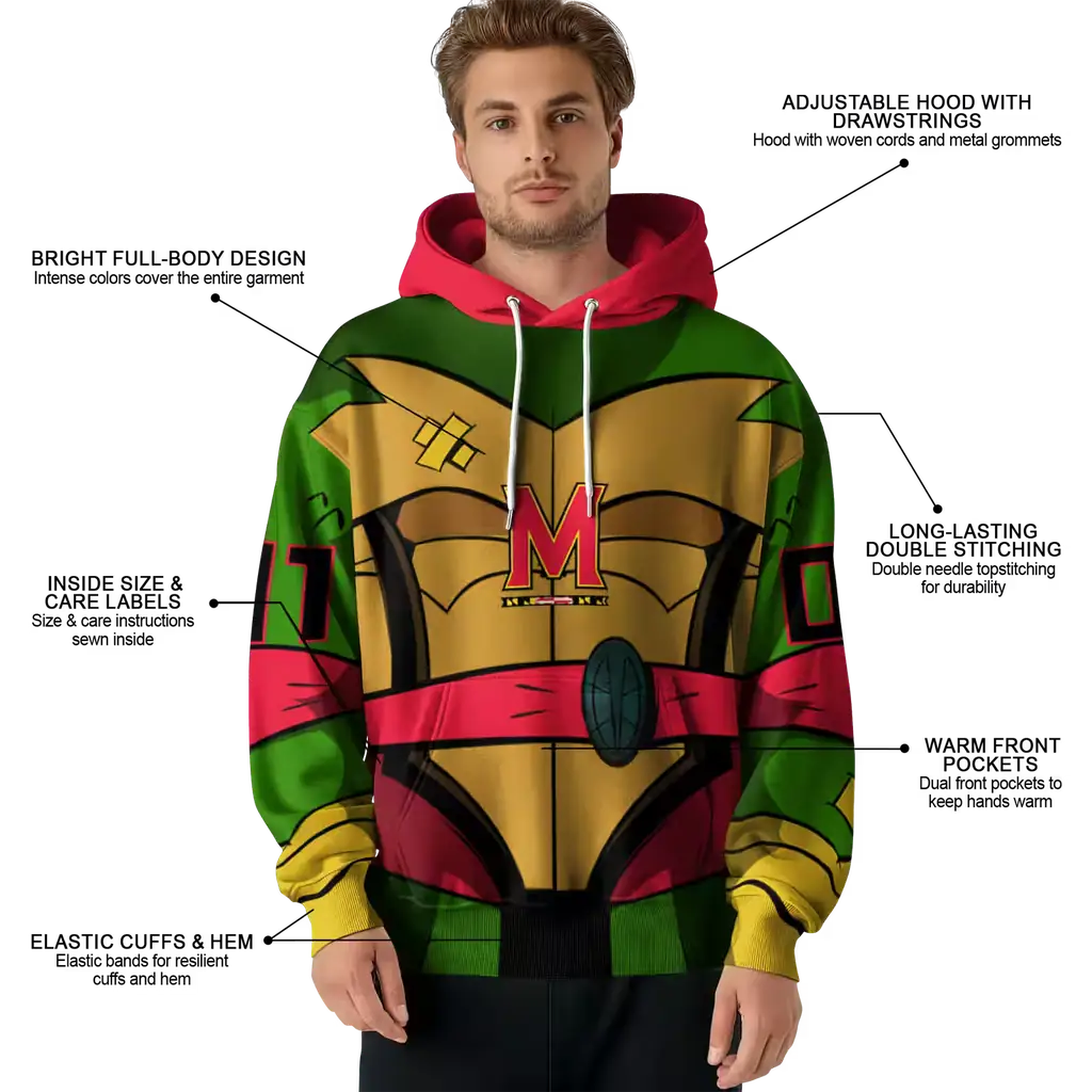 custom maryland terrapins superhero armor red green hoodie latest model custom maryland terrapins superhero armor red green hoodie latest model