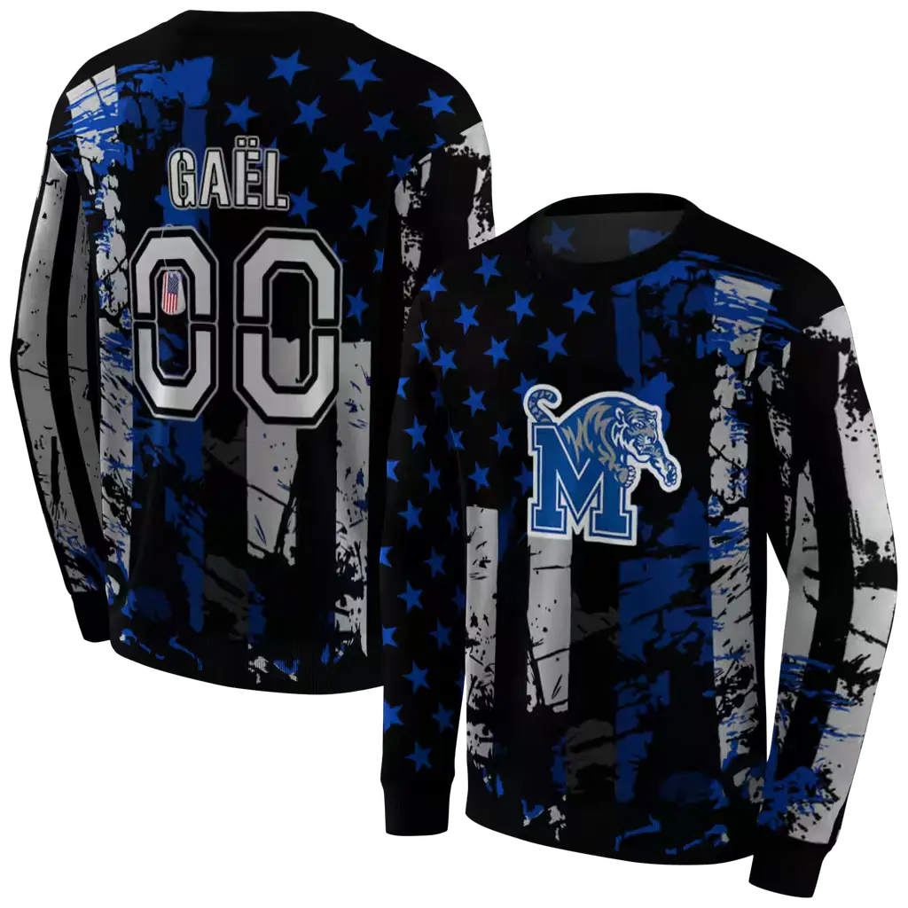 custom memphis tigers distressed flag blue black hoodie premium grade custom memphis tigers distressed flag blue black hoodie premium grade