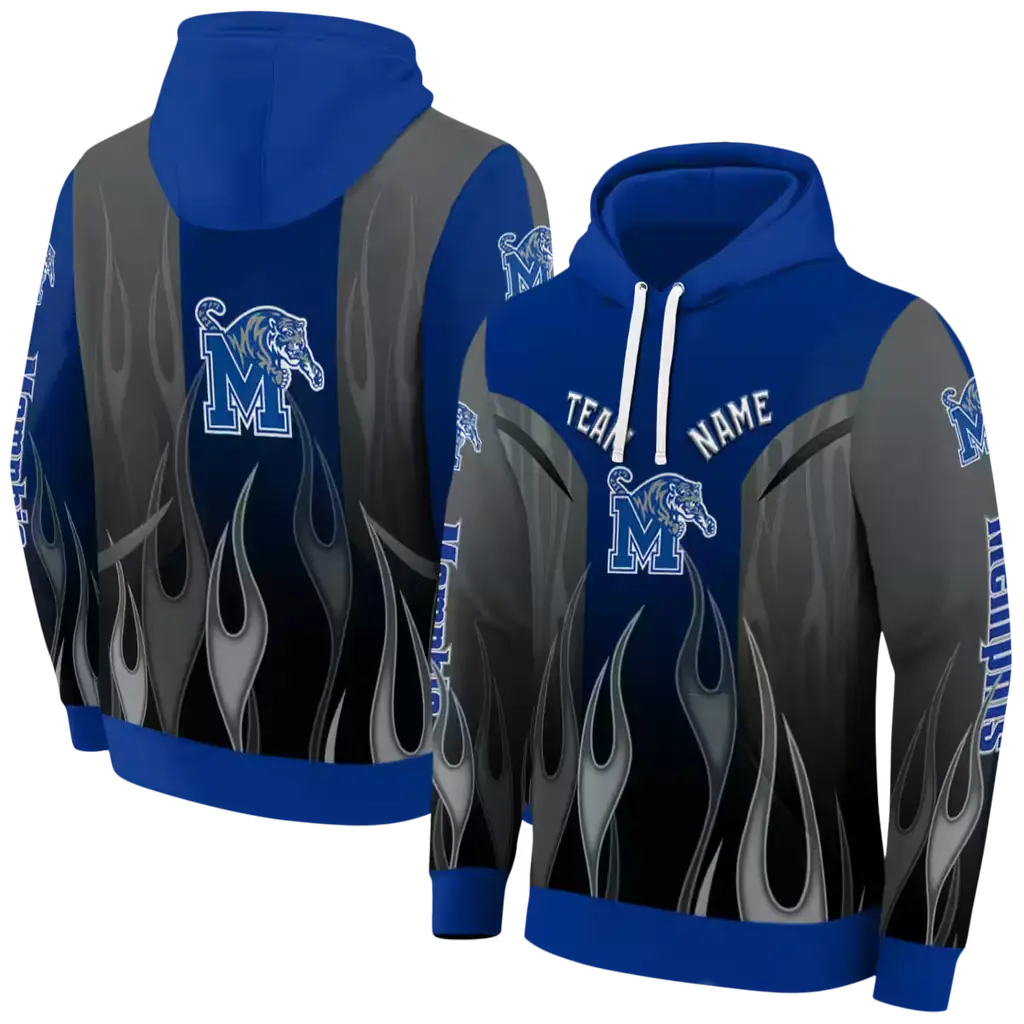 custom memphis tigers flame design blue hoodie fashion forward custom memphis tigers flame design blue hoodie fashion forward