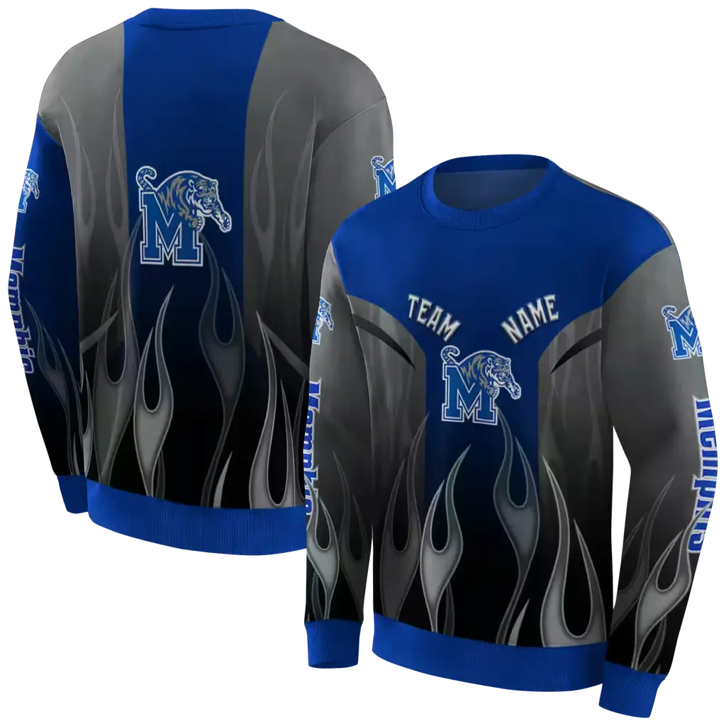 custom memphis tigers flame design blue hoodie premium grade custom memphis tigers flame design blue hoodie premium grade