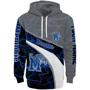 custom memphis tigers hexagonal mesh blue black gray hoodie best selling