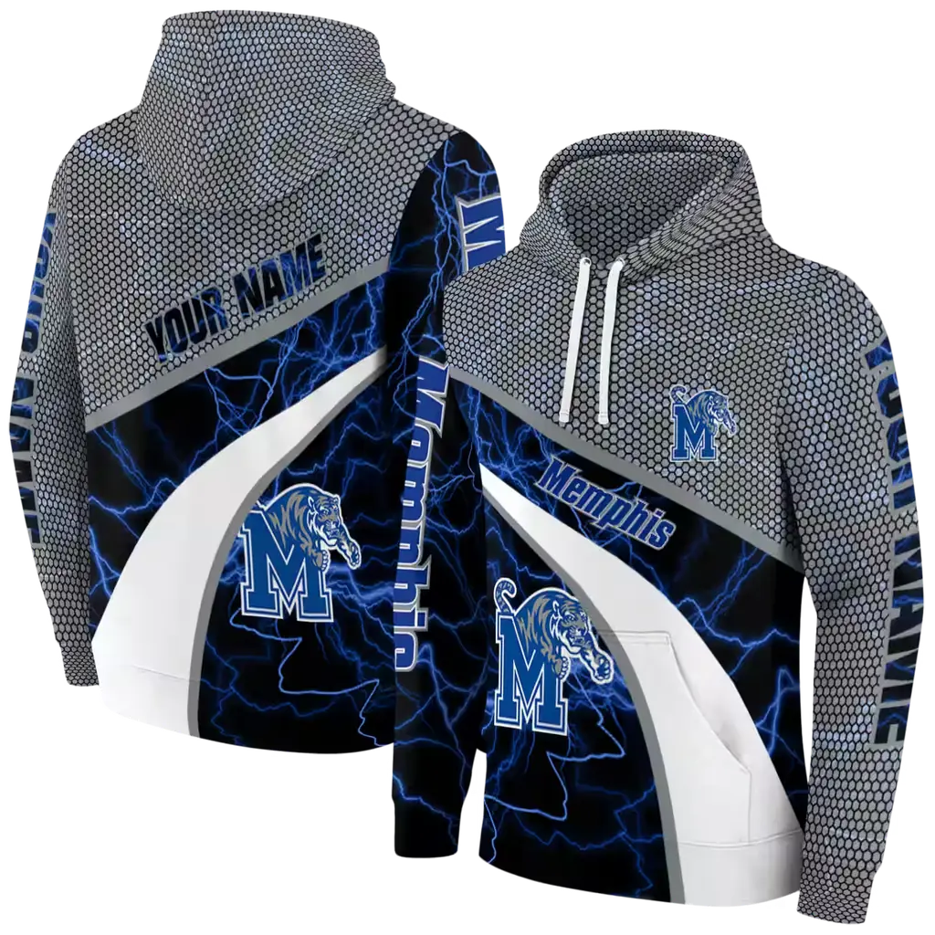 custom memphis tigers hexagonal mesh blue black gray hoodie fashion forward custom memphis tigers hexagonal mesh blue black gray hoodie fashion forward