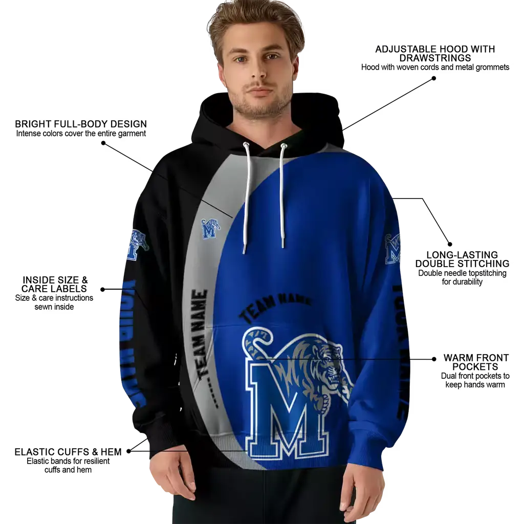 custom memphis tigers minimalist design blue black hoodie latest model custom memphis tigers minimalist design blue black hoodie latest model