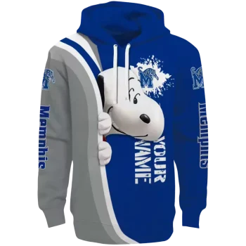 custom memphis tigers peeking snoopy blue hoodie best selling