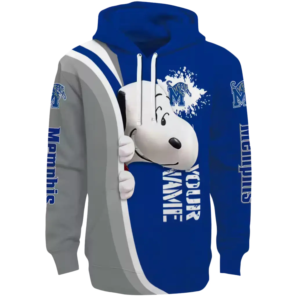 custom memphis tigers peeking snoopy blue hoodie best selling custom memphis tigers peeking snoopy blue hoodie best selling