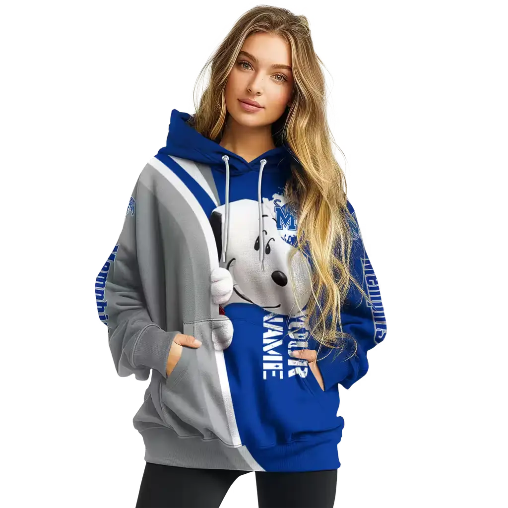 custom memphis tigers peeking snoopy blue hoodie high quality custom memphis tigers peeking snoopy blue hoodie high quality