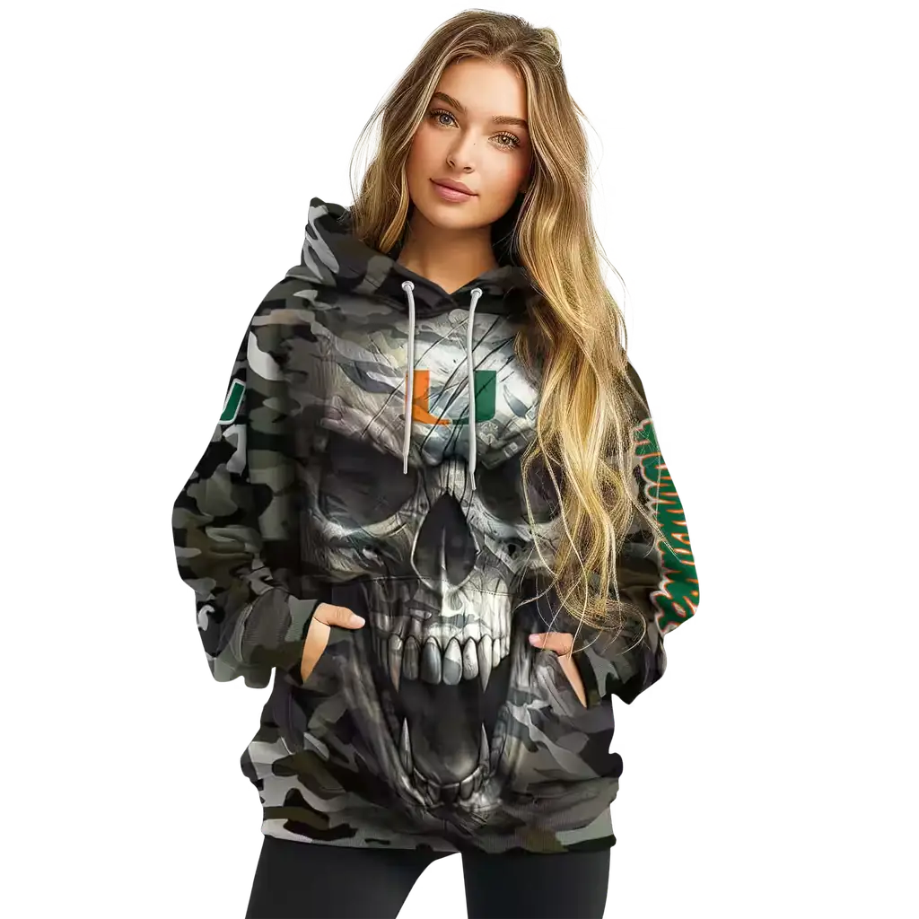 custom miami hurricanes camo skull hoodie high quality custom miami hurricanes camo skull hoodie high quality