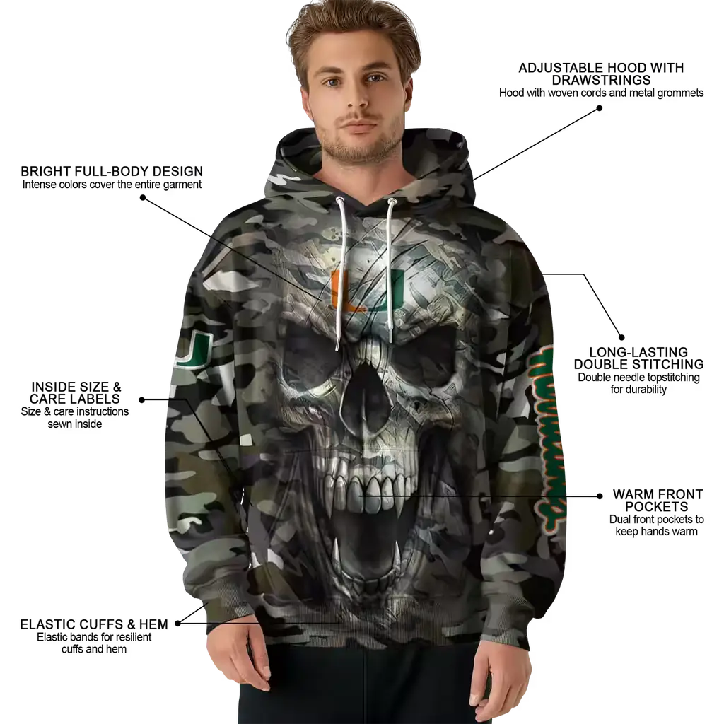 custom miami hurricanes camo skull hoodie latest model custom miami hurricanes camo skull hoodie latest model