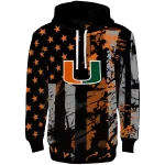 custom miami hurricanes distressed flag orange black hoodie best selling