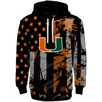 custom miami hurricanes distressed flag orange black hoodie best selling