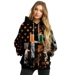 custom miami hurricanes distressed flag orange black hoodie best selling