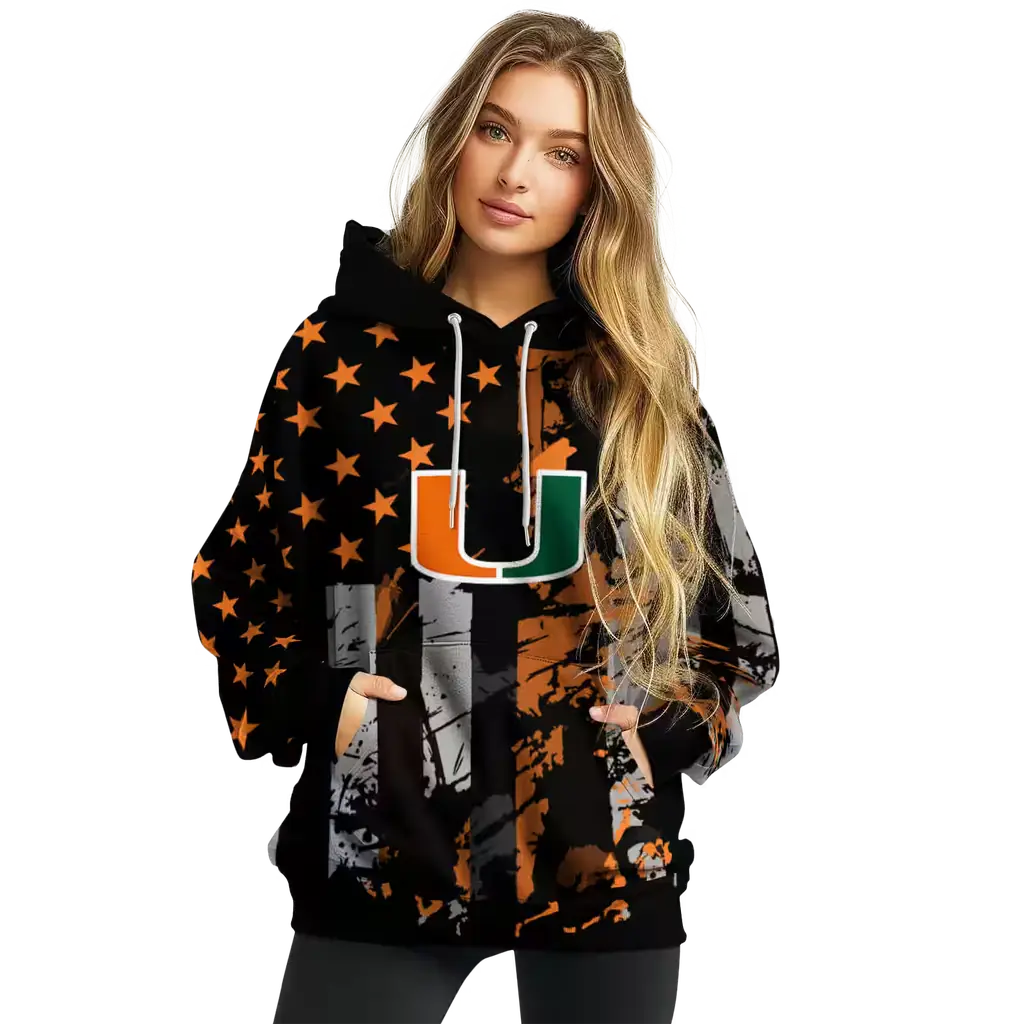 custom miami hurricanes distressed flag orange black hoodie high quality custom miami hurricanes distressed flag orange black hoodie high quality