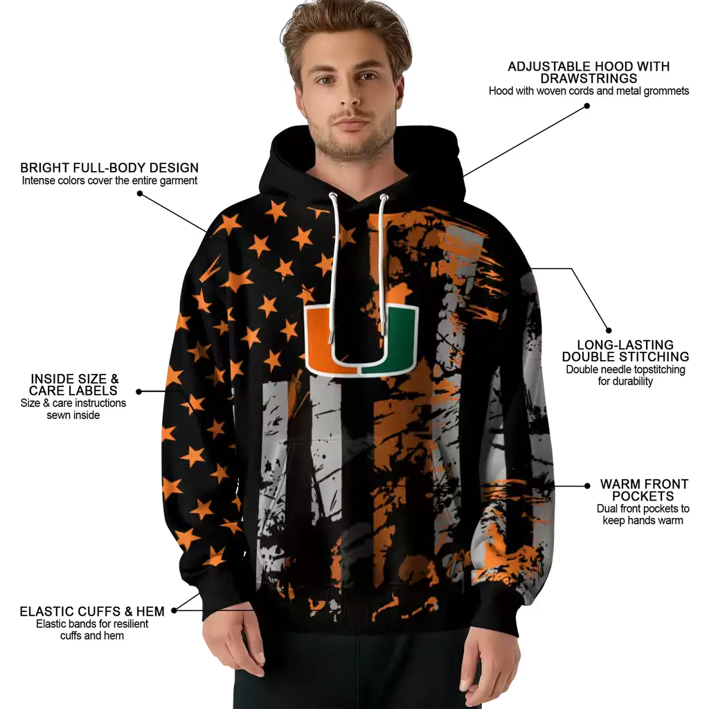 custom miami hurricanes distressed flag orange black hoodie latest model custom miami hurricanes distressed flag orange black hoodie latest model
