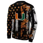custom miami hurricanes distressed flag orange black hoodie best selling