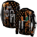 custom miami hurricanes distressed flag orange black hoodie best selling