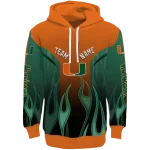 custom miami hurricanes flame design orange hoodie best selling