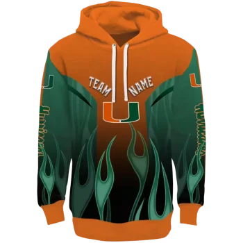 custom miami hurricanes flame design orange hoodie best selling