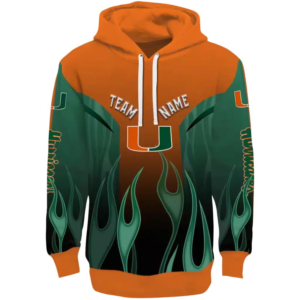 custom miami hurricanes flame design orange hoodie best selling custom miami hurricanes flame design orange hoodie best selling
