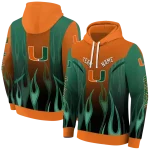 custom miami hurricanes flame design orange hoodie best selling