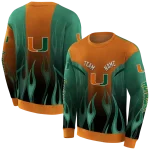 custom miami hurricanes flame design orange hoodie best selling