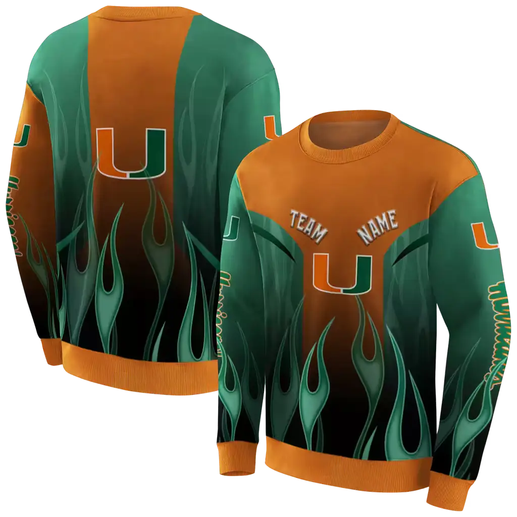 custom miami hurricanes flame design orange hoodie premium grade custom miami hurricanes flame design orange hoodie premium grade