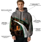 custom miami hurricanes hexagonal mesh orange black gray hoodie best selling