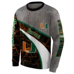 custom miami hurricanes hexagonal mesh orange black gray hoodie best selling
