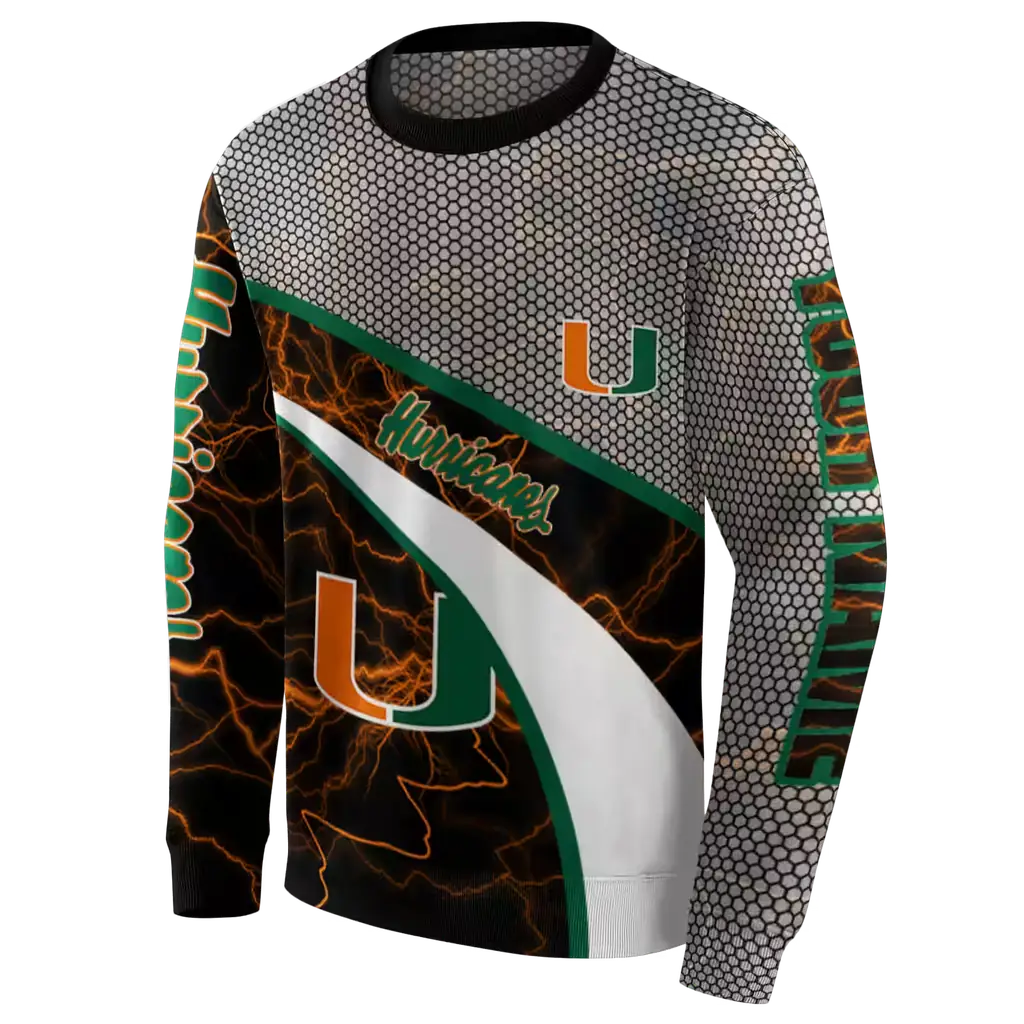 custom miami hurricanes hexagonal mesh orange black gray hoodie new arrival custom miami hurricanes hexagonal mesh orange black gray hoodie new arrival