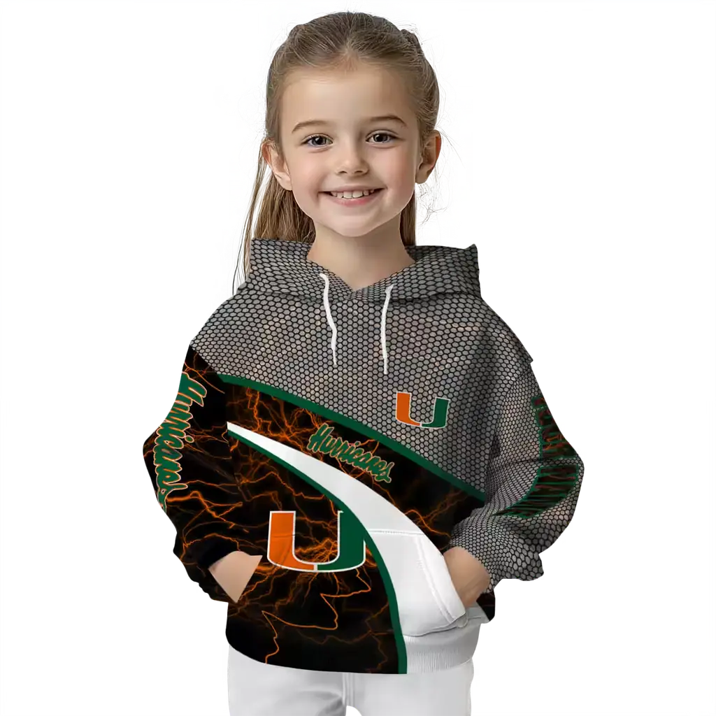 custom miami hurricanes hexagonal mesh orange black gray hoodie top rated custom miami hurricanes hexagonal mesh orange black gray hoodie top rated