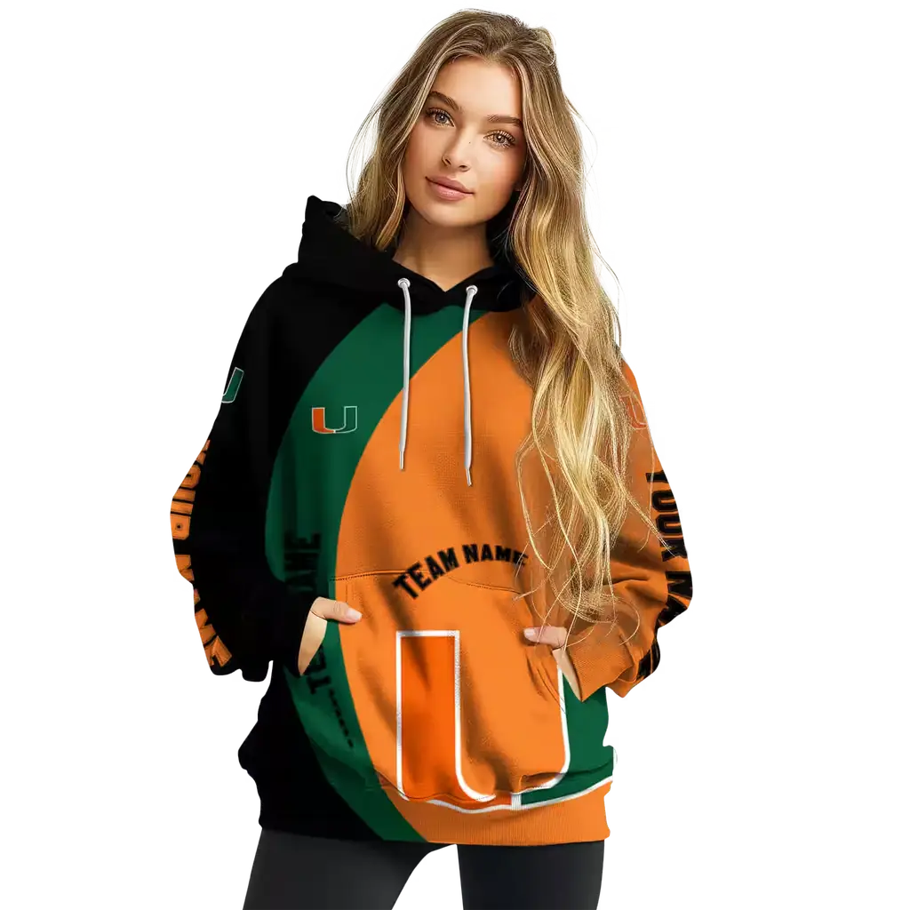 custom miami hurricanes minimalist design orange black hoodie high quality custom miami hurricanes minimalist design orange black hoodie high quality