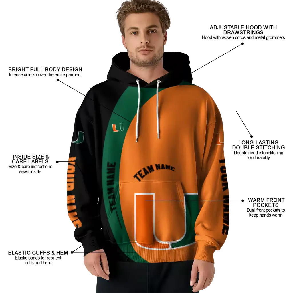 custom miami hurricanes minimalist design orange black hoodie latest model custom miami hurricanes minimalist design orange black hoodie latest model