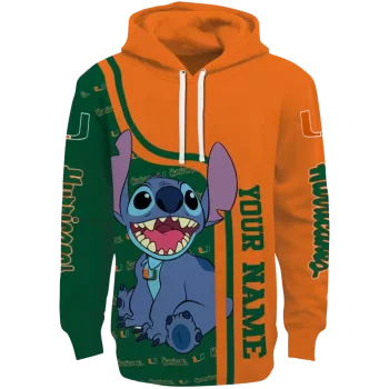 custom miami hurricanes stitch orange hoodie best selling