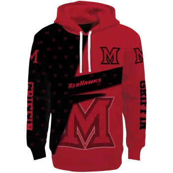 custom miami redhawks abstract shape red hoodie best selling
