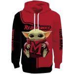 custom miami redhawks baby yoda red black hoodie best selling