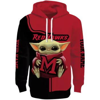 custom miami redhawks baby yoda red black hoodie best selling