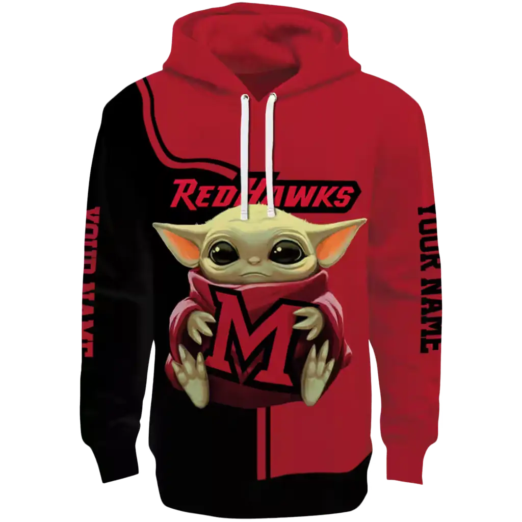 custom miami redhawks baby yoda red black hoodie best selling custom miami redhawks baby yoda red black hoodie best selling