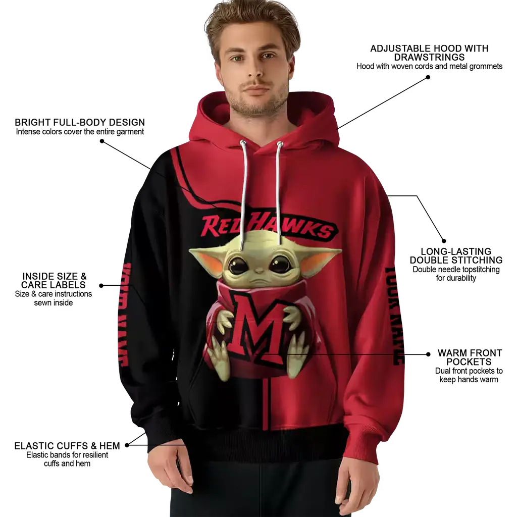 custom miami redhawks baby yoda red black hoodie latest model custom miami redhawks baby yoda red black hoodie latest model