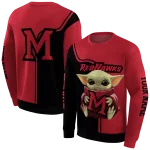 custom miami redhawks baby yoda red black hoodie best selling