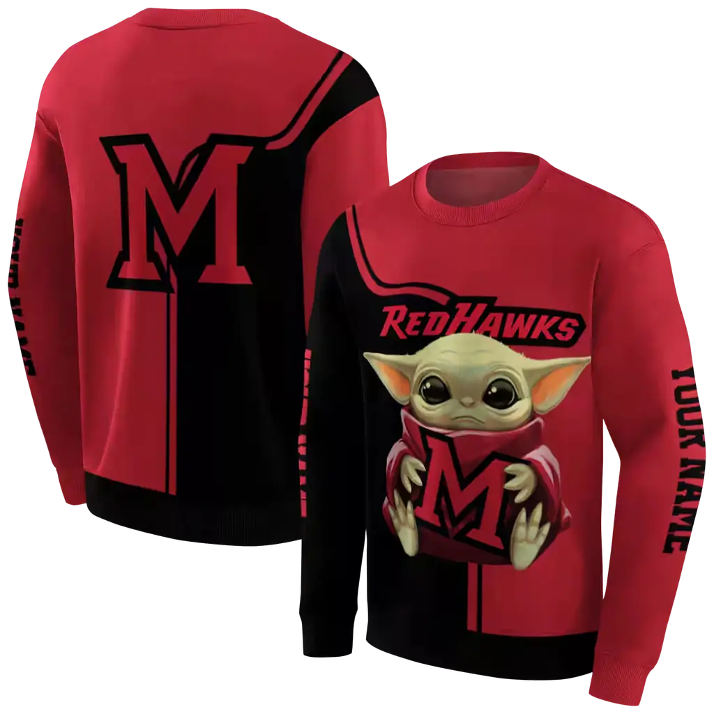 custom miami redhawks baby yoda red black hoodie premium grade custom miami redhawks baby yoda red black hoodie premium grade