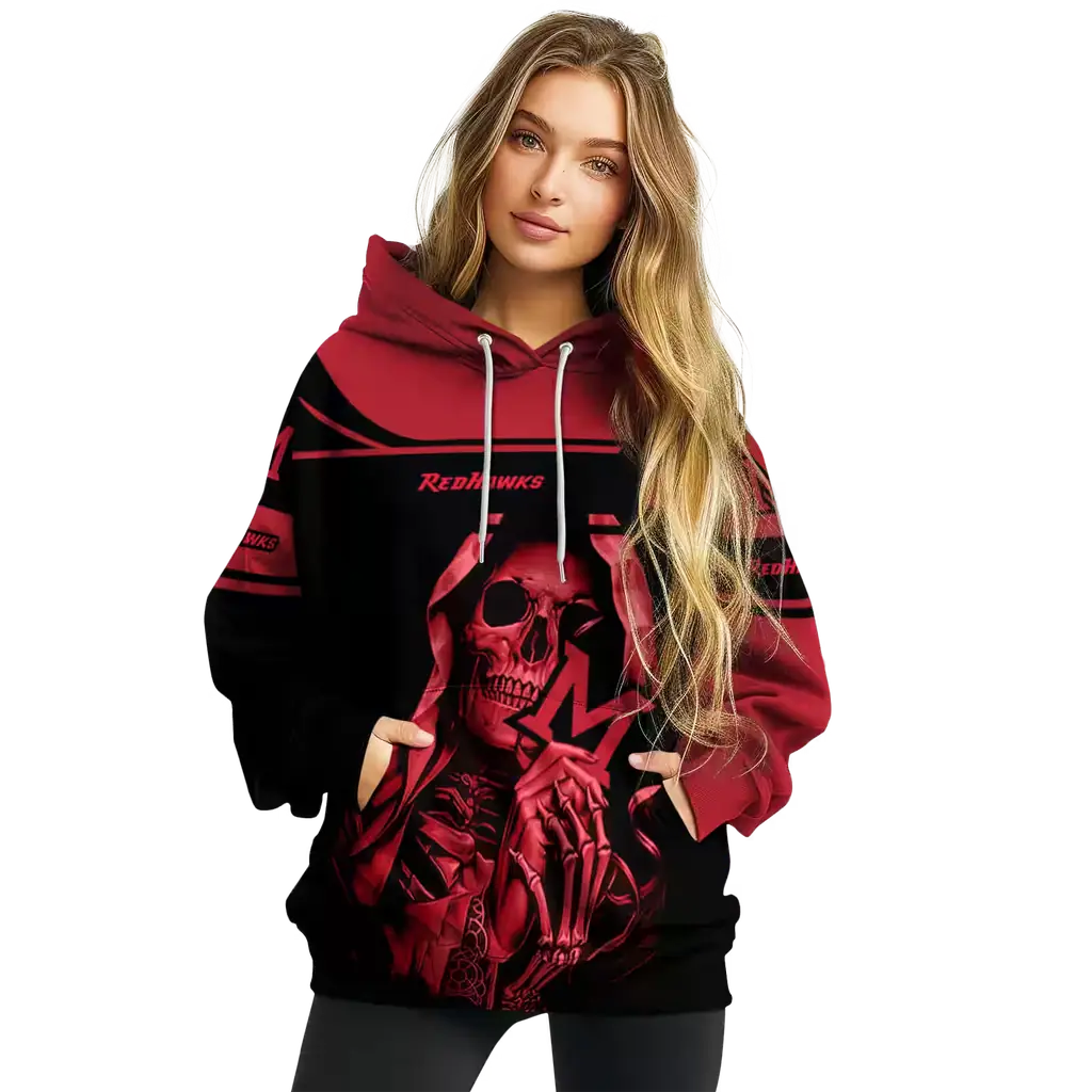 custom miami redhawks grim reaper red black hoodie high quality custom miami redhawks grim reaper red black hoodie high quality